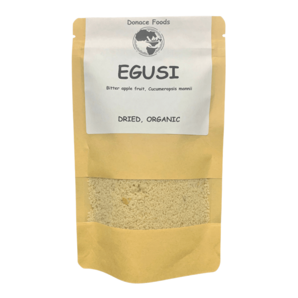 ground egusi seed in a stand-up pouch