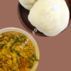 a bowl of soup and a plate of pounded yam